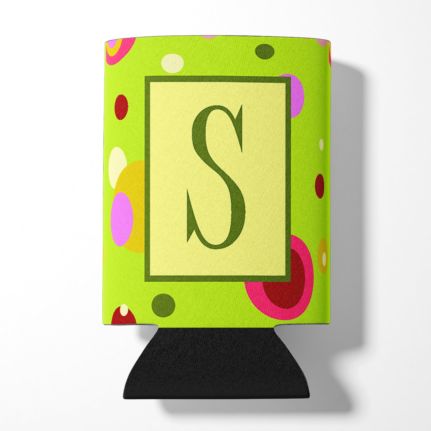 Letter S Initial Monogram - Green Can or Bottle Beverage Insulator Hugger.