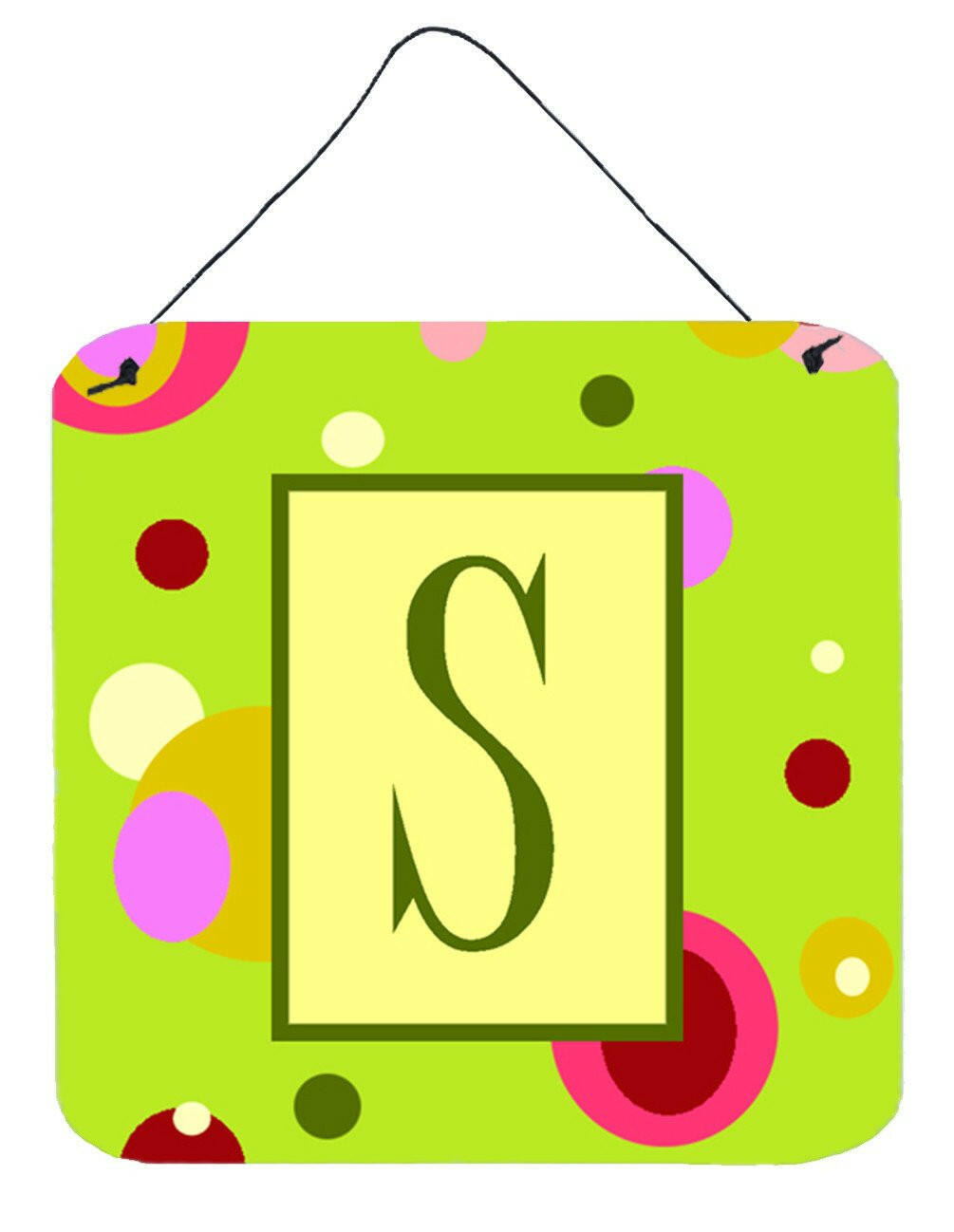 Letter S Initial Monogram - Green Aluminium Metal Wall or Door Hanging Prints by Caroline&#39;s Treasures