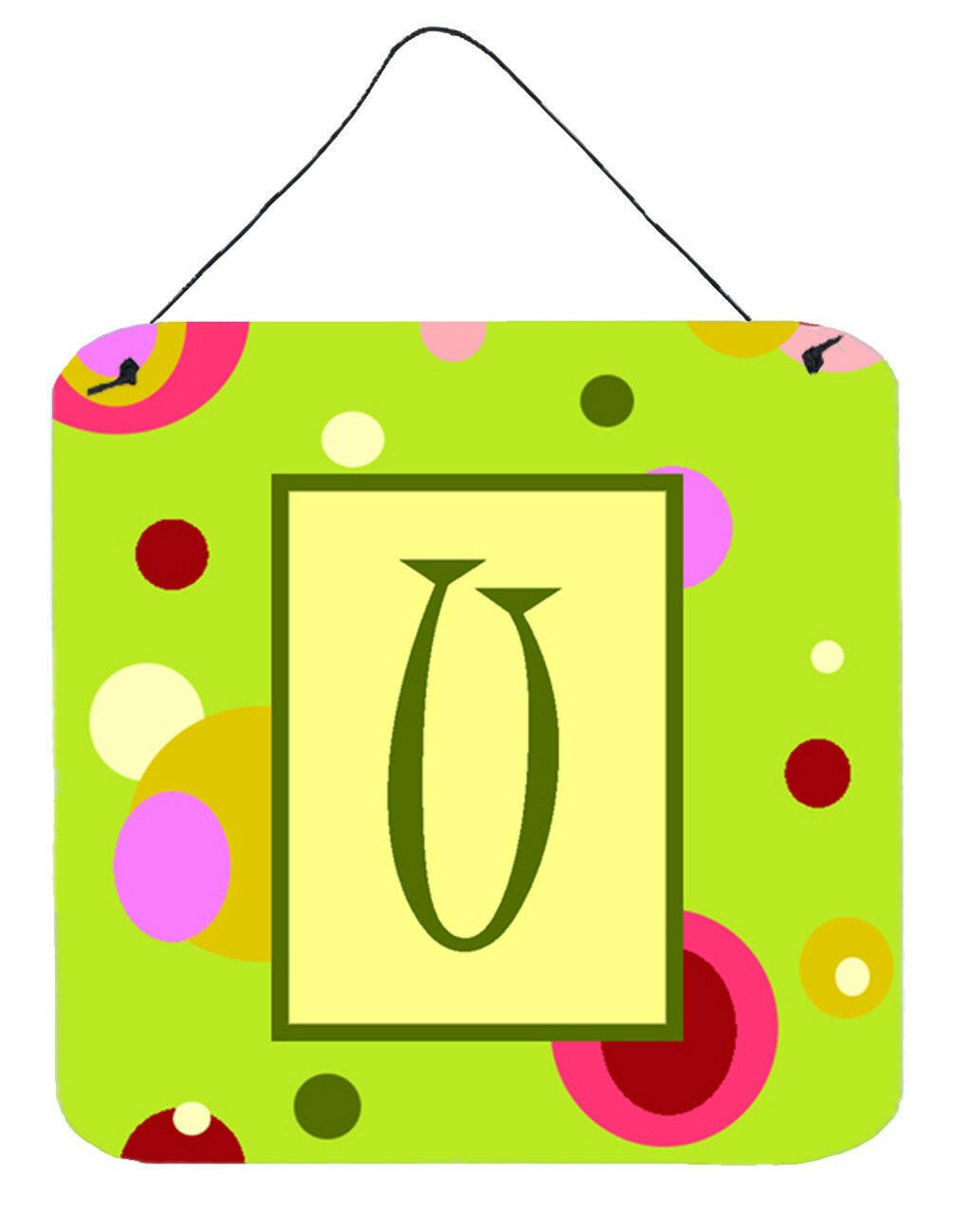 Letter U Initial Monogram - Green Aluminium Metal Wall or Door Hanging Prints by Caroline's Treasures