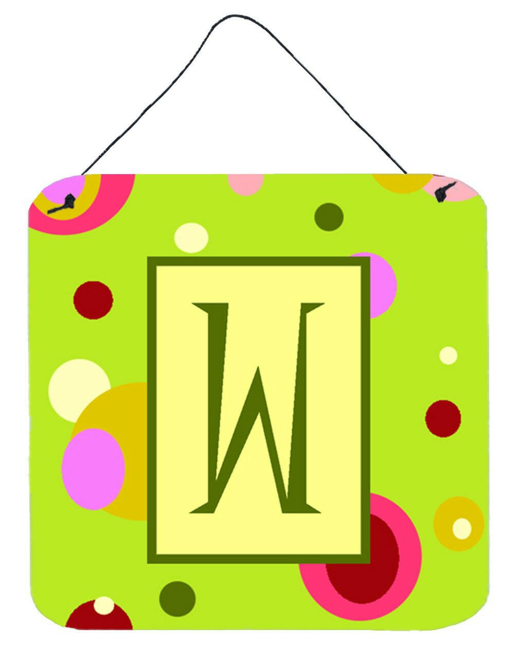 Letter W Initial Monogram - Green Aluminium Metal Wall or Door Hanging Prints by Caroline's Treasures