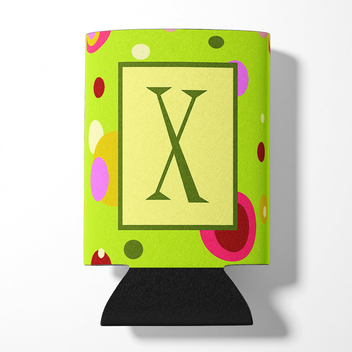 Letter X Initial Monogram - Green Can or Bottle Beverage Insulator Hugger.