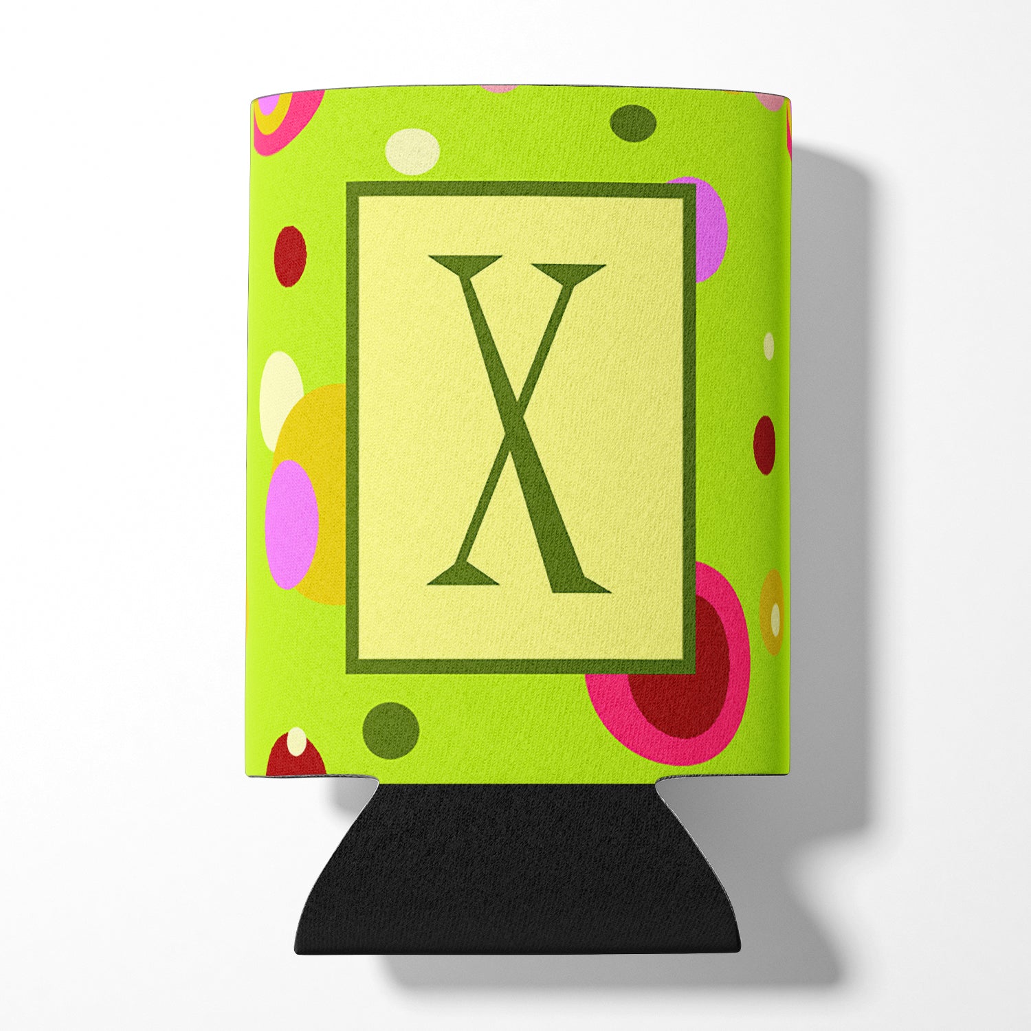 Letter X Initial Monogram - Green Can or Bottle Beverage Insulator Hugger.