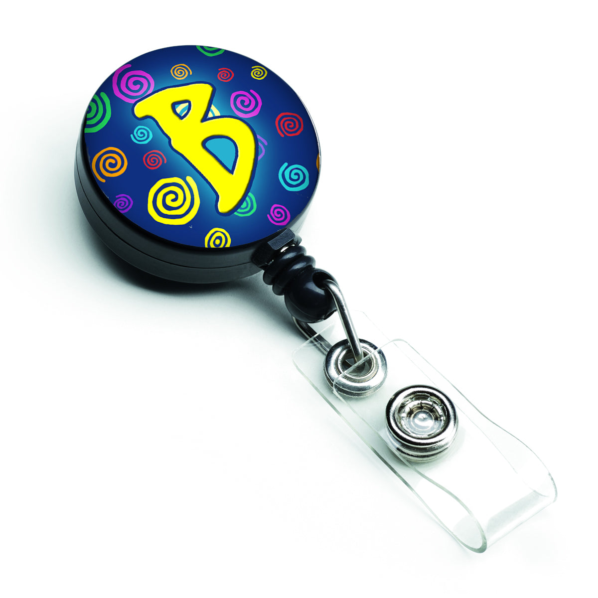 Letter B Initial Monogram - Blue Swirls Retractable Badge Reel CJ1011-BBR  the-store.com.