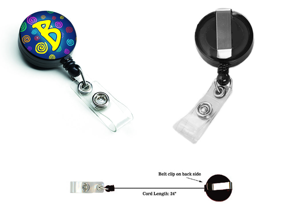 Letter B Initial Monogram - Blue Swirls Retractable Badge Reel CJ1011-BBR  the-store.com.