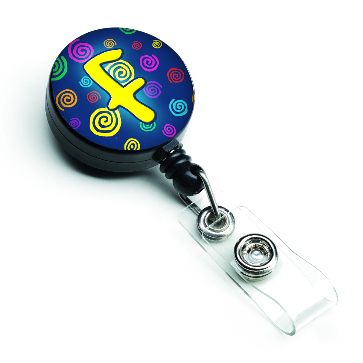 Letter F Initial Monogram - Blue Swirls Retractable Badge Reel CJ1011-FBR  the-store.com.