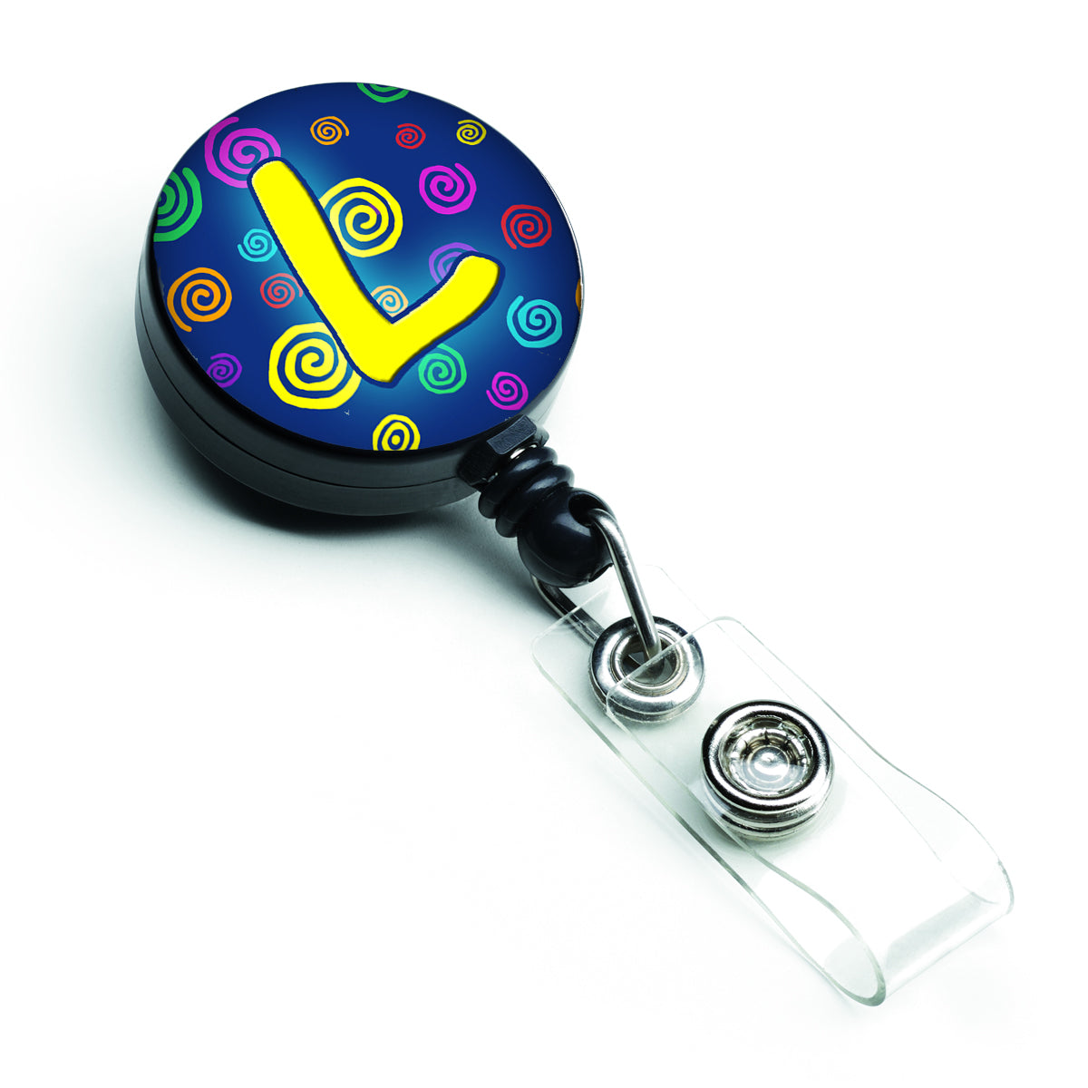 Letter L Initial Monogram - Blue Swirls Retractable Badge Reel CJ1011-LBR  the-store.com.