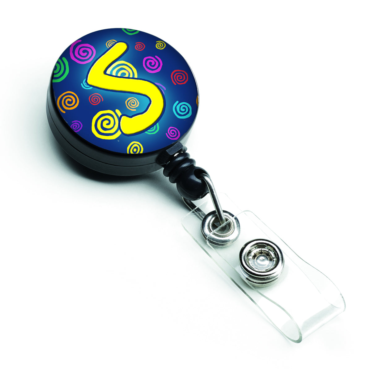 Letter S Initial Monogram - Blue Swirls Retractable Badge Reel CJ1011-SBR  the-store.com.