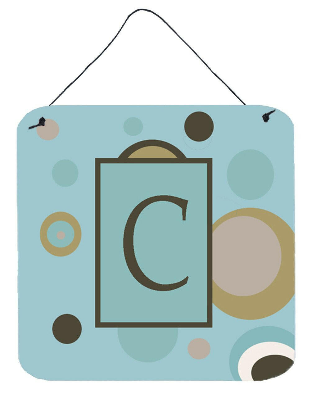 Letter C Initial Monogram - Blue Dots Wall or Door Hanging Prints by Caroline&#39;s Treasures