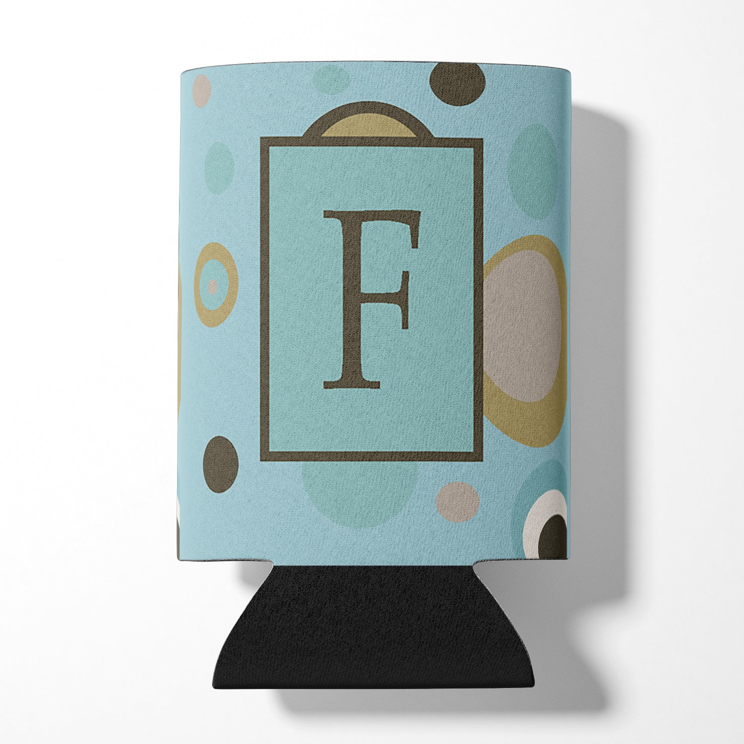 Letter F Initial Monogram - Blue Dots Can or Bottle Beverage Insulator Hugger.