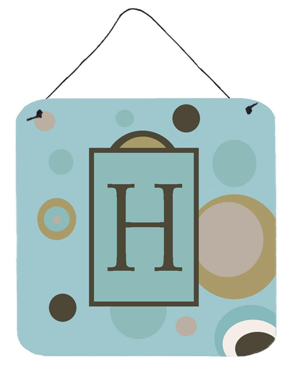 Letter H Initial Monogram - Blue Dots Wall or Door Hanging Prints by Caroline&#39;s Treasures