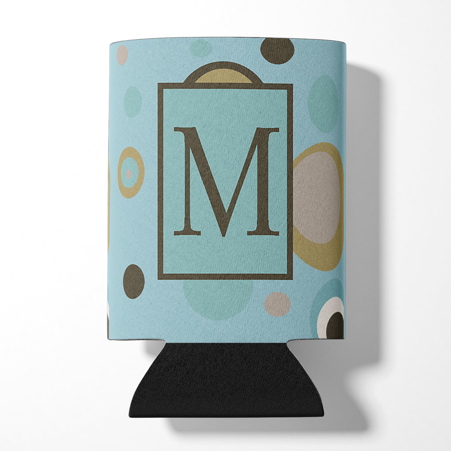 Letter M Initial Monogram - Blue Dots Can or Bottle Beverage Insulator Hugger.