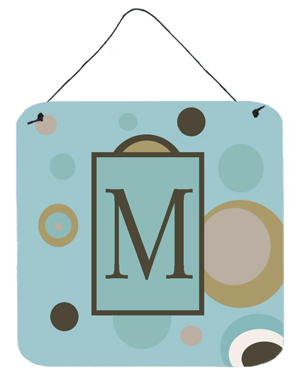 Letter M Initial Monogram - Blue Dots Wall or Door Hanging Prints by Caroline's Treasures