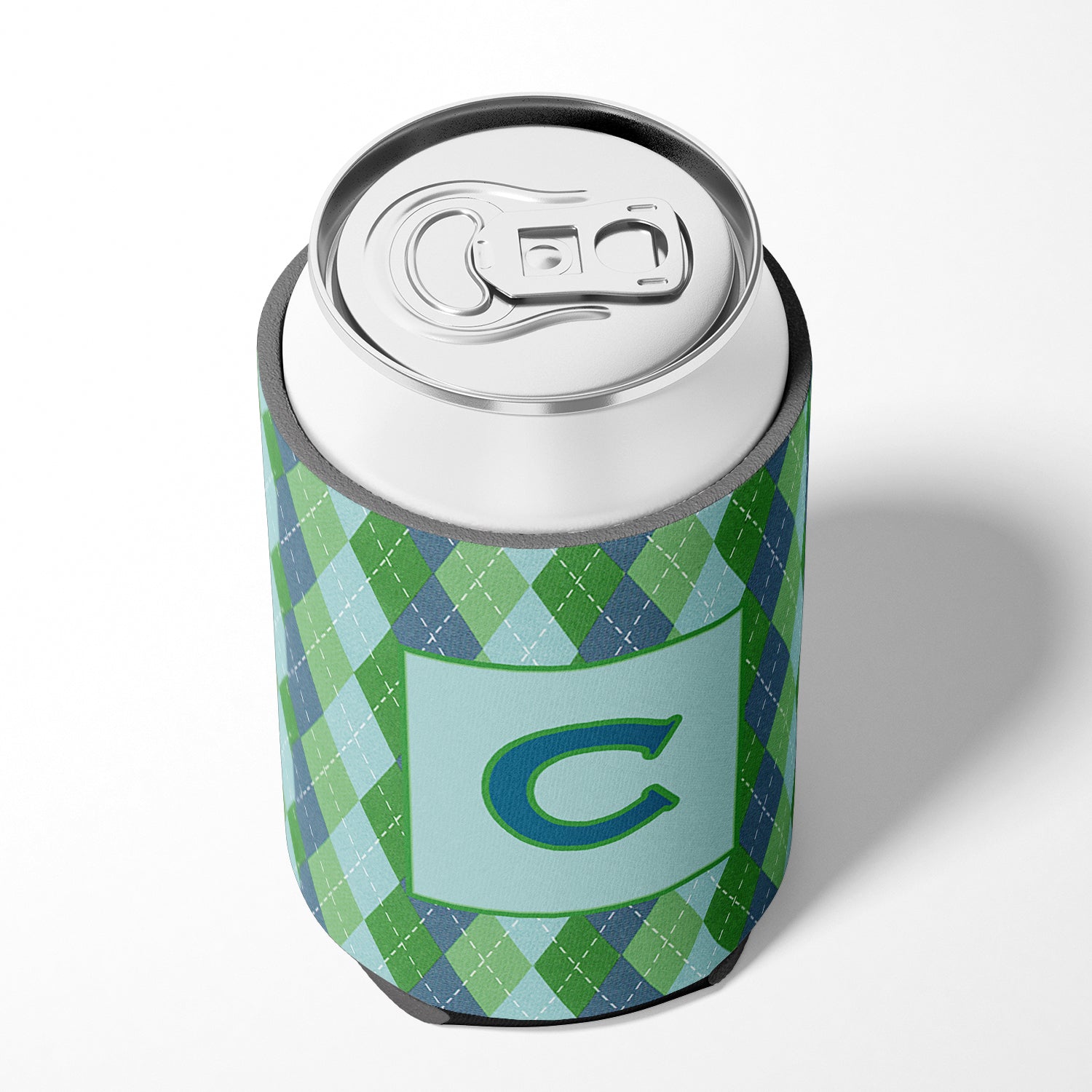 Letter C Initial Monogram - Blue Argoyle Can or Bottle Beverage Insulator Hugger.