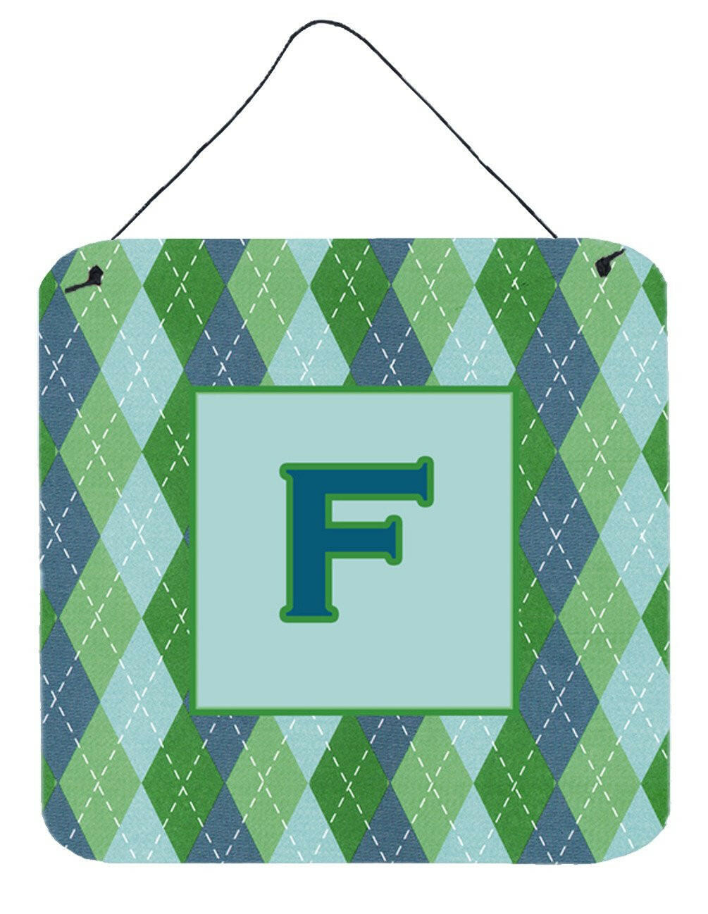 Letter F Initial Monogram - Blue Argoyle Wall or Door Hanging Prints by Caroline&#39;s Treasures