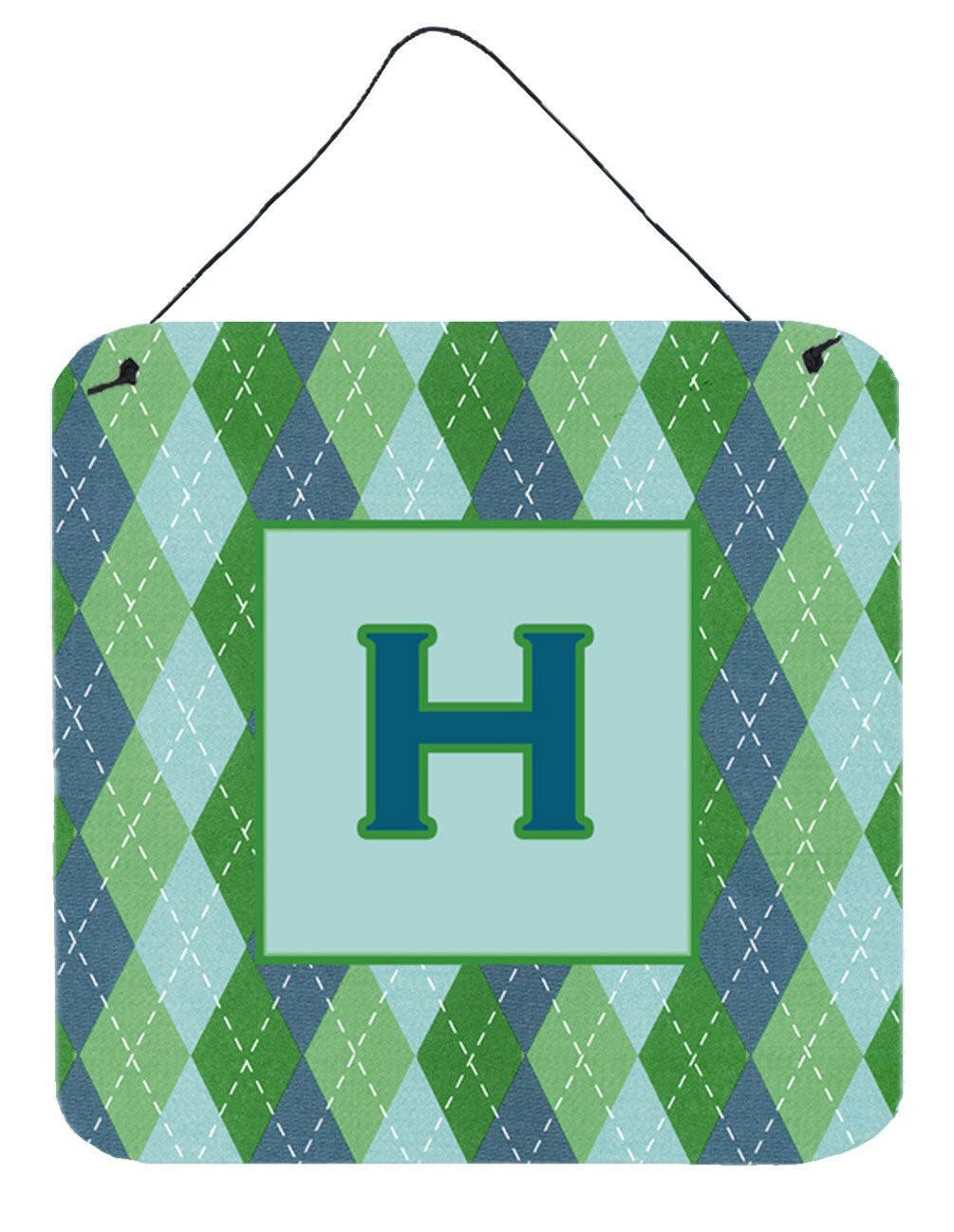 Letter H Initial Monogram - Blue Argoyle Wall or Door Hanging Prints by Caroline&#39;s Treasures