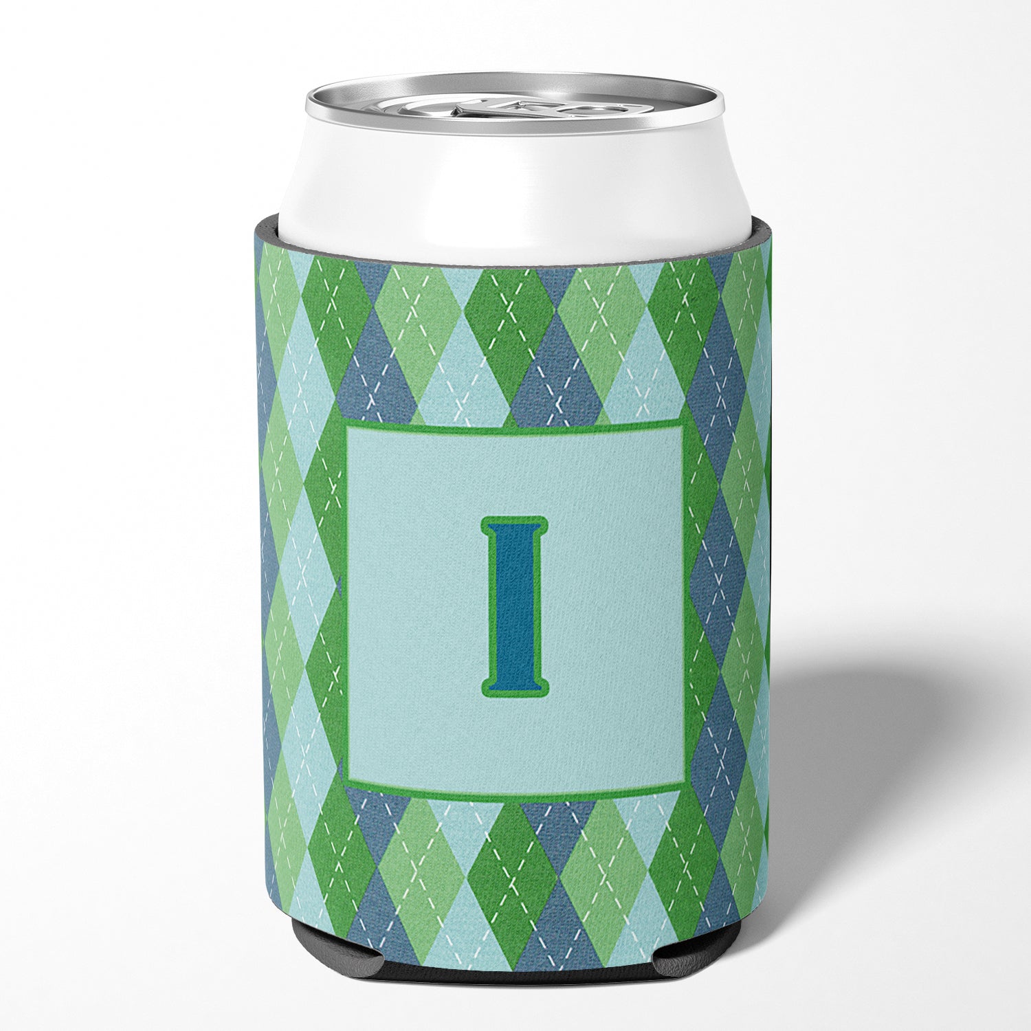 Letter I Initial Monogram - Blue Argoyle Can or Bottle Beverage Insulator Hugger.