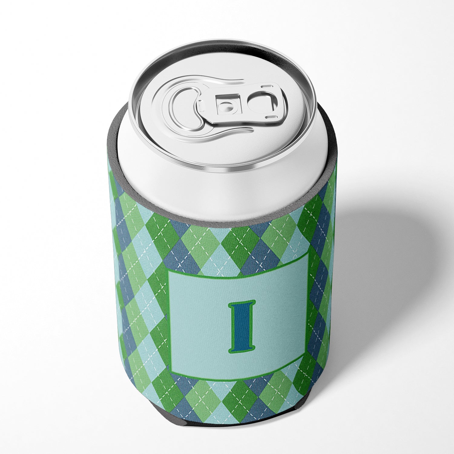 Letter I Initial Monogram - Blue Argoyle Can or Bottle Beverage Insulator Hugger.