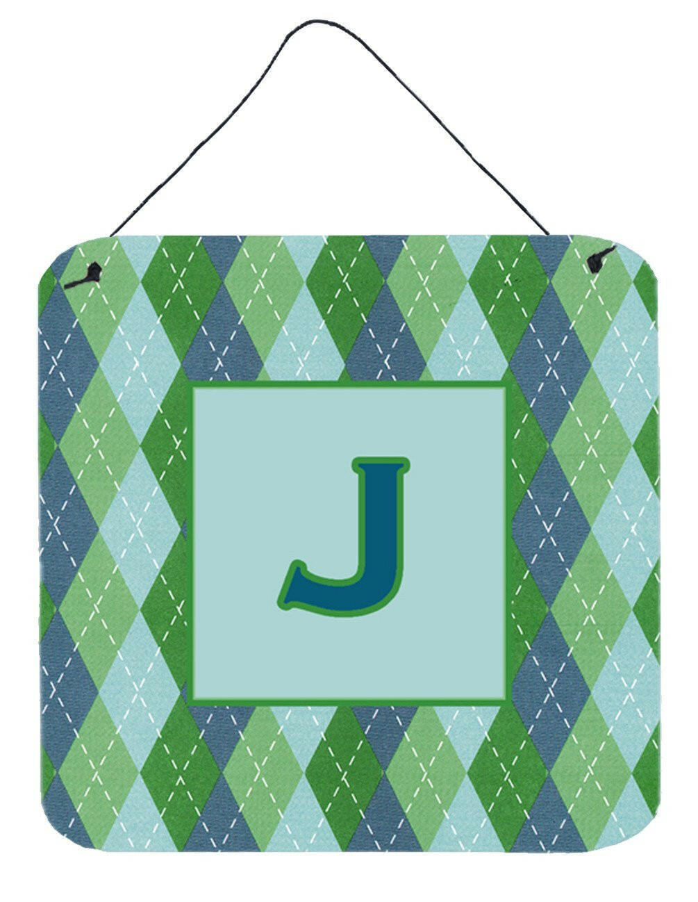 Letter J Initial Monogram - Blue Argoyle Wall or Door Hanging Prints by Caroline's Treasures