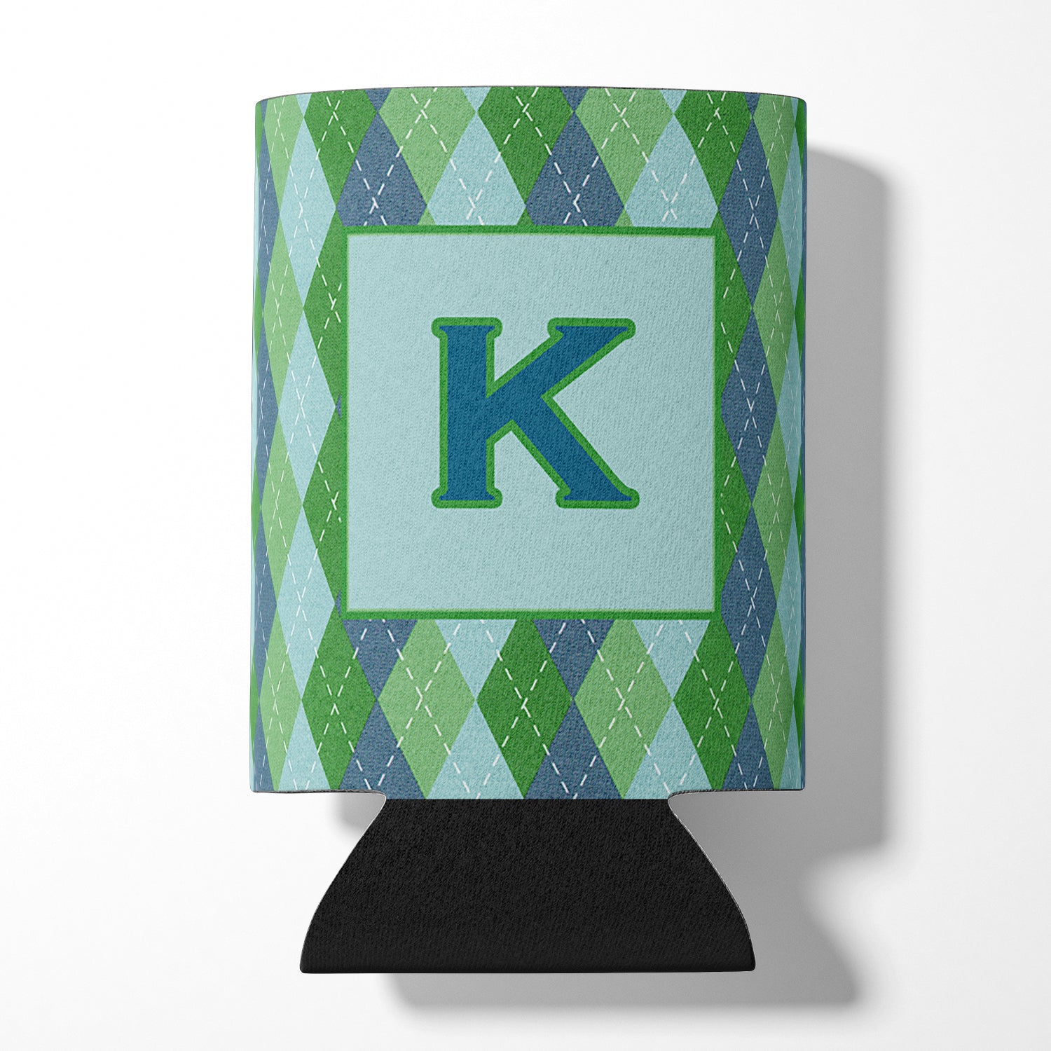 Letter K Initial Monogram - Blue Argoyle Can or Bottle Beverage Insulator Hugger.
