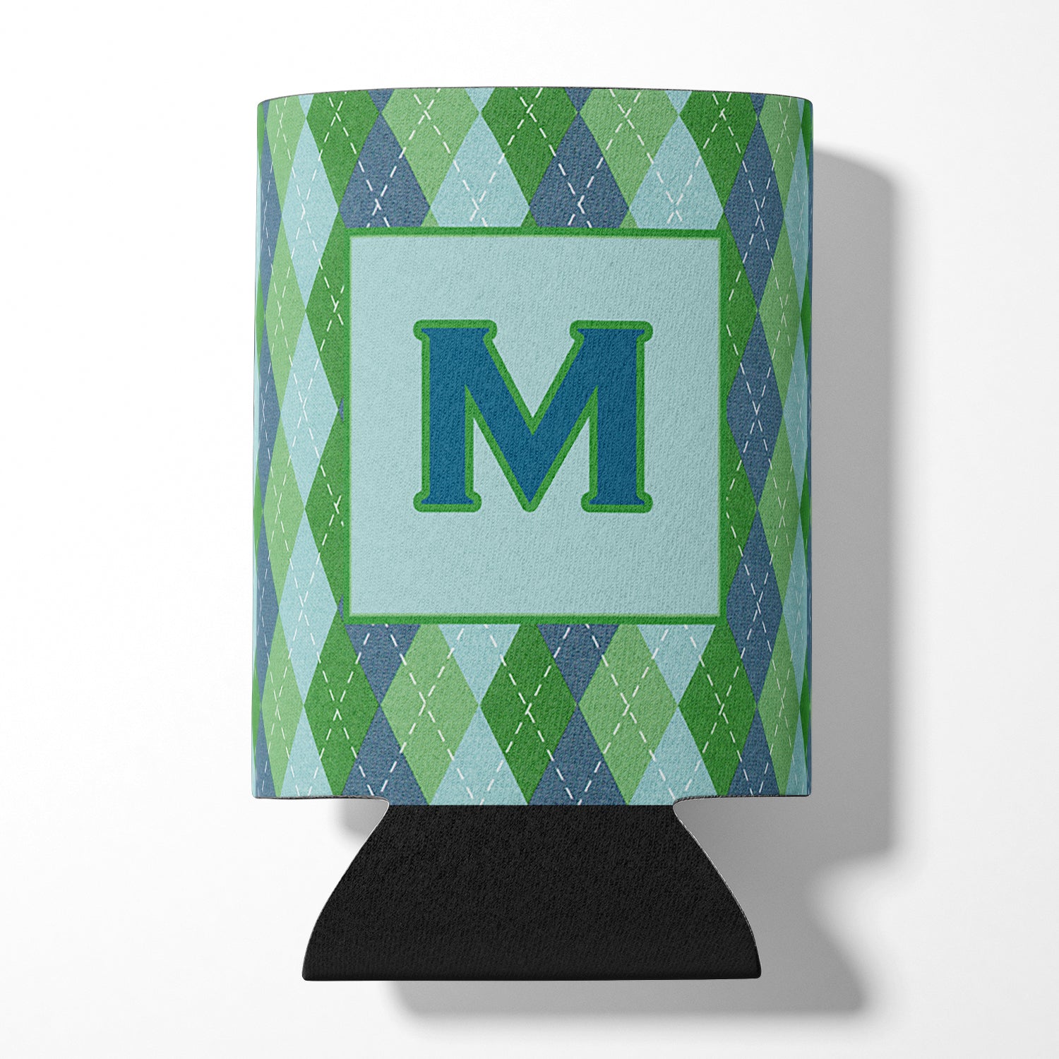 Letter M Initial Monogram - Blue Argoyle Can or Bottle Beverage Insulator Hugger.