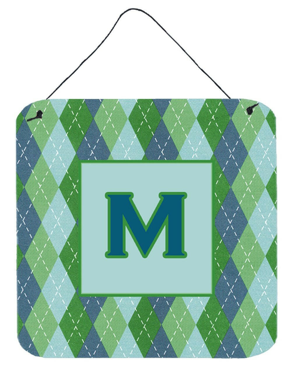 Letter M Initial Monogram - Blue Argoyle Wall or Door Hanging Prints by Caroline's Treasures