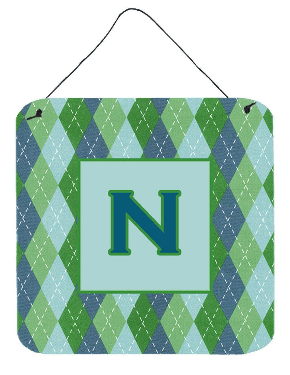 Letter N Initial Monogram - Blue Argoyle Wall or Door Hanging Prints by Caroline's Treasures