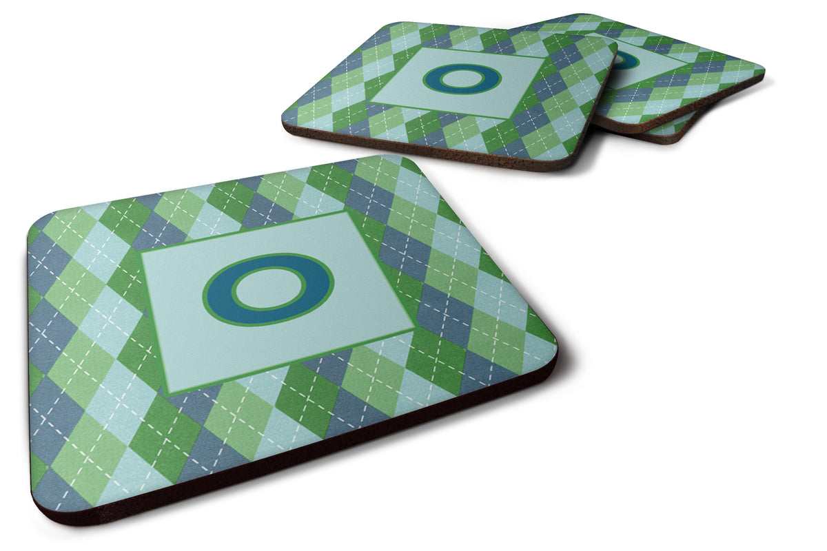 Set of 4 Monogram - Blue Argoyle Foam Coasters Initial Letter O - the-store.com