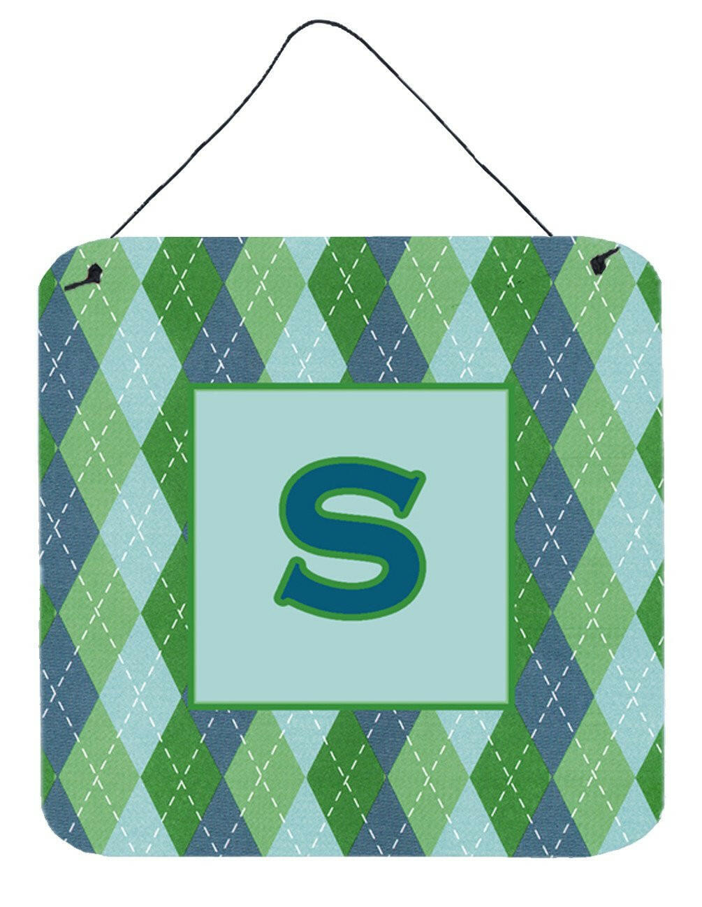 Letter S Initial Monogram - Blue Argoyle Wall or Door Hanging Prints by Caroline's Treasures