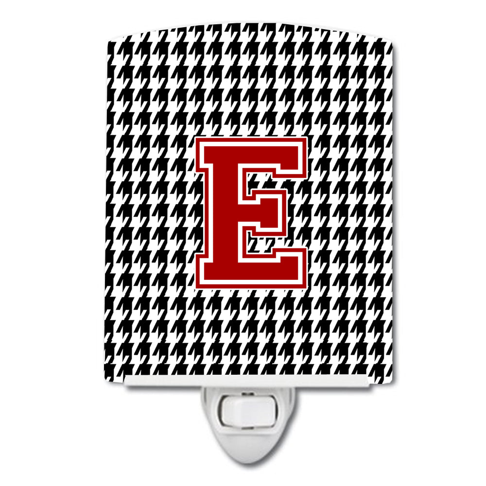 Letter E Monogram - Houndstooth Black Ceramic Night Light CJ1021-ECNL - the-store.com