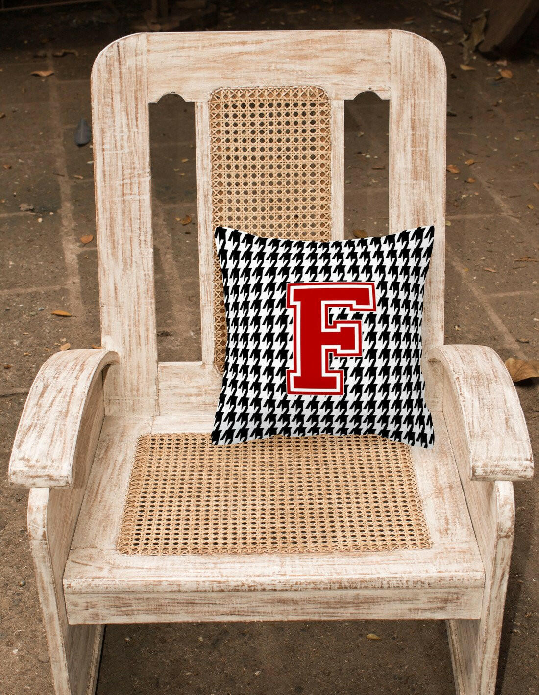 Monogram - Initial F Houndstooth Decorative   Canvas Fabric Pillow CJ1021 - the-store.com