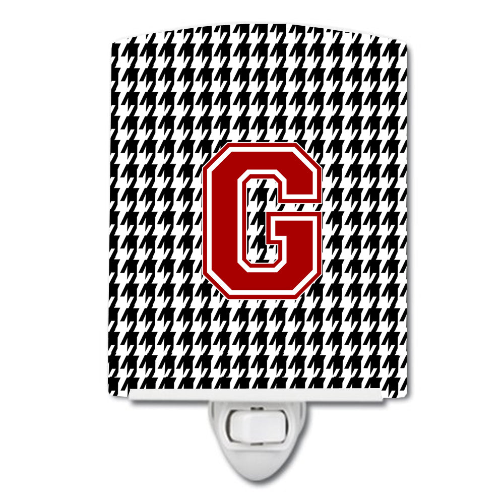 Letter G Monogram - Houndstooth Black Ceramic Night Light CJ1021-GCNL - the-store.com