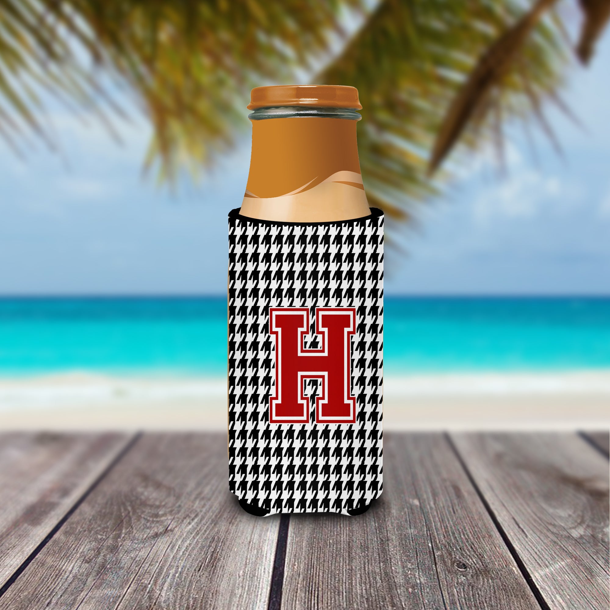 Monogram - Houndstooth  Letter H Ultra Beverage Insulators for slim cans CJ1021-HMUK.