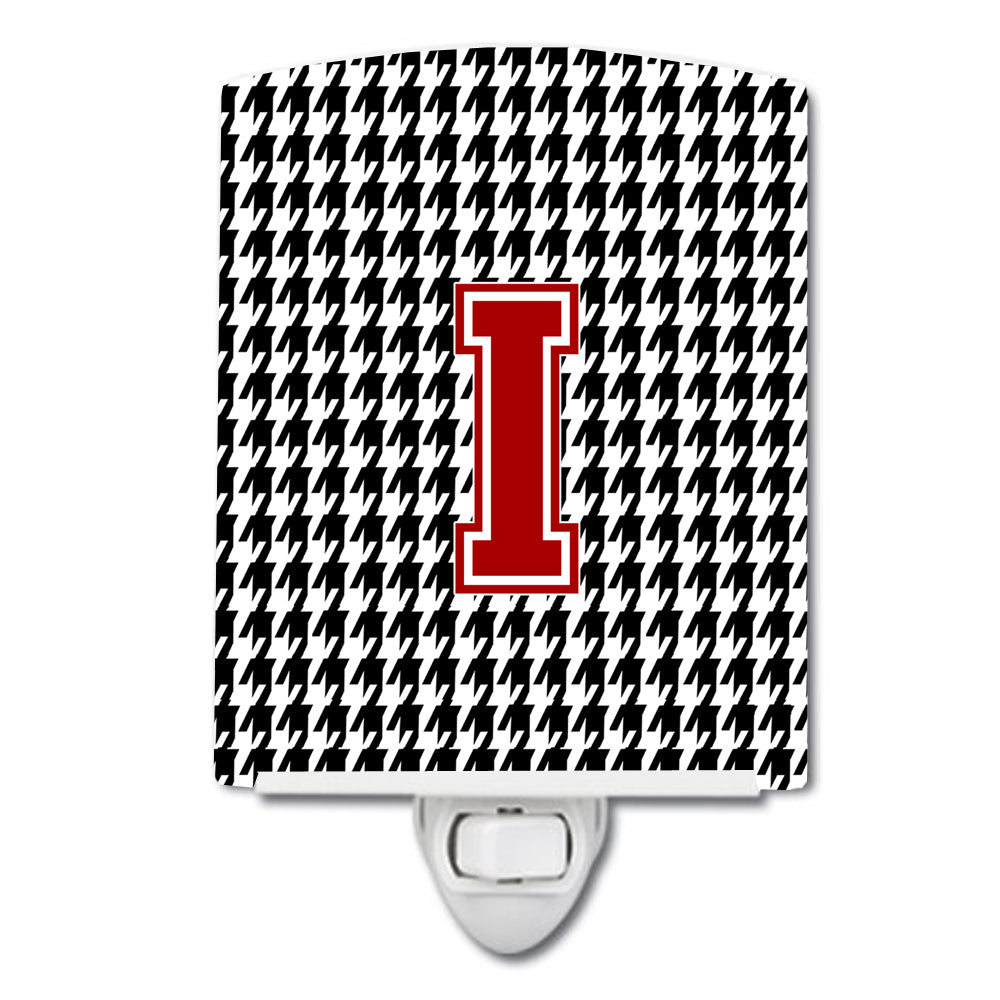 Letter I Monogram - Houndstooth Black Ceramic Night Light CJ1021-ICNL - the-store.com