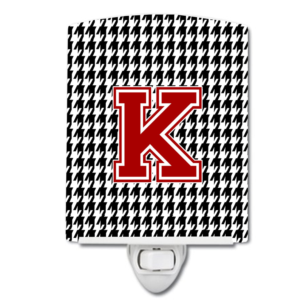 Letter K Monogram - Houndstooth Black Ceramic Night Light CJ1021-KCNL - the-store.com