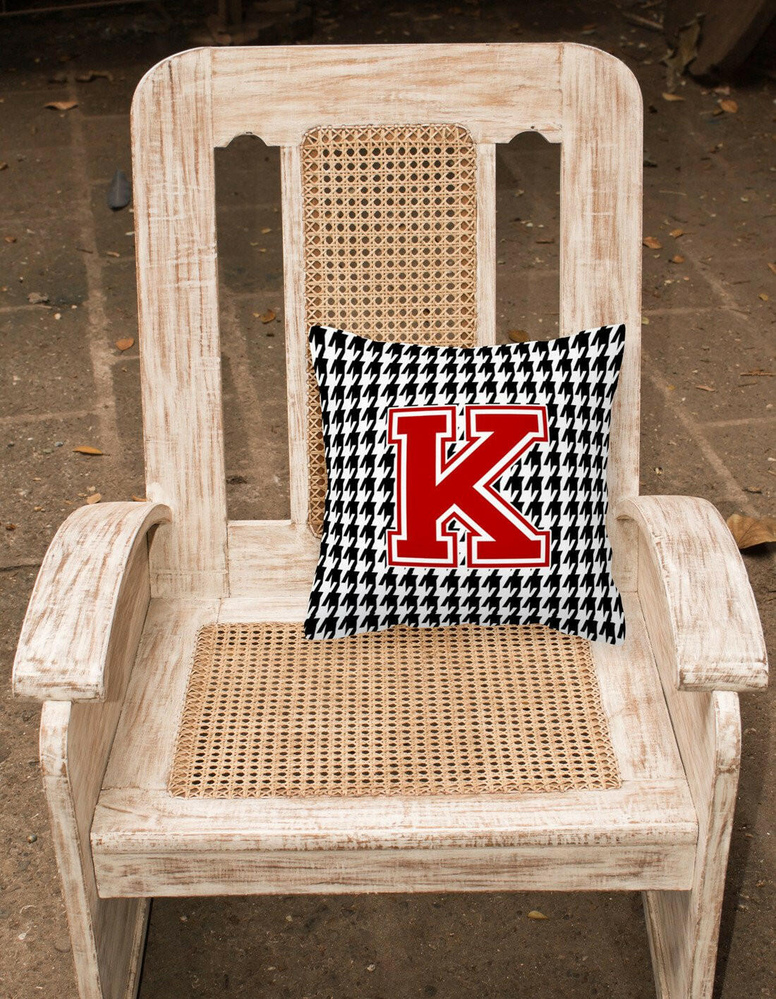 Monogram - Initial K Houndstooth Decorative   Canvas Fabric Pillow CJ1021 - the-store.com