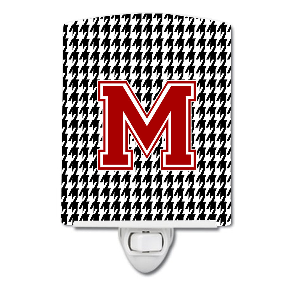 Letter M Monogram - Houndstooth Black Ceramic Night Light CJ1021-MCNL - the-store.com