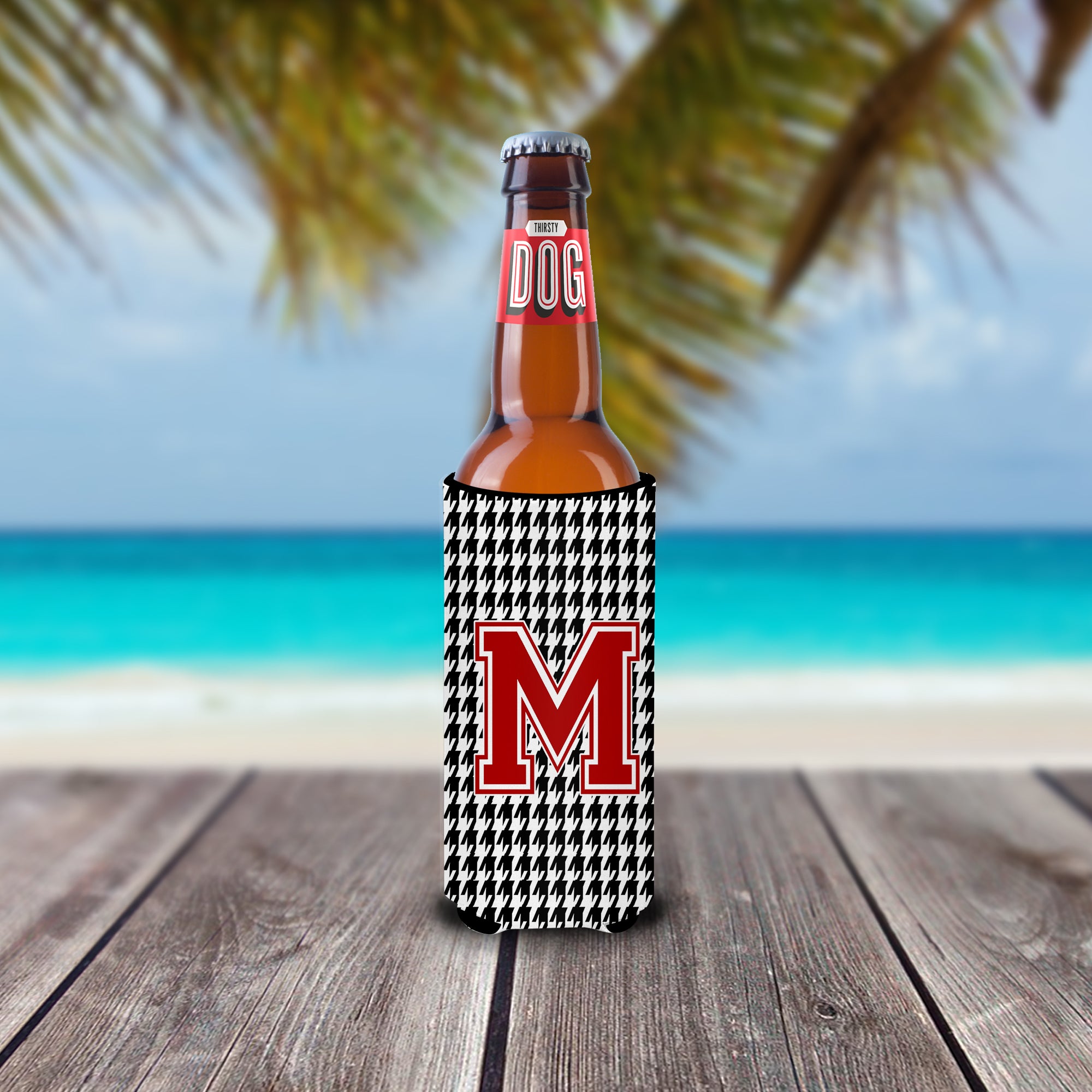 Monogram - Houndstooth  Letter M Ultra Beverage Insulators for slim cans CJ1021-MMUK.