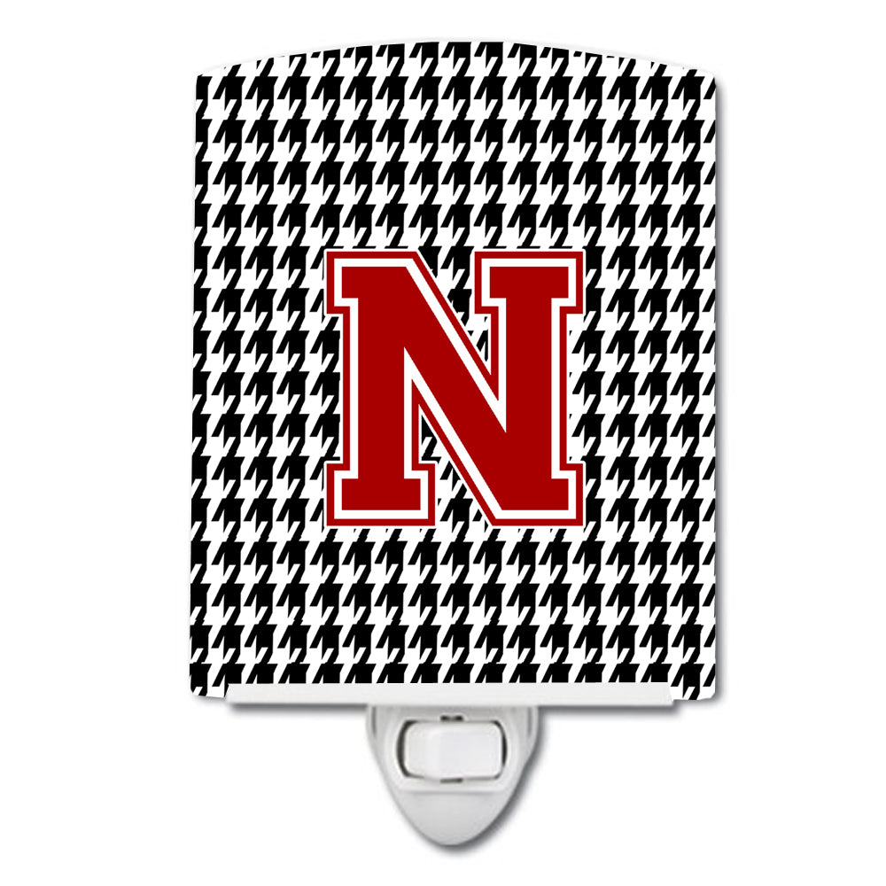 Letter N Monogram - Houndstooth Black Ceramic Night Light CJ1021-NCNL - the-store.com