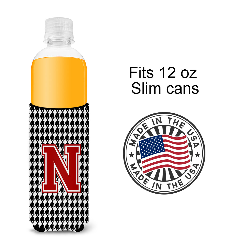Monogram - Houndstooth  Letter N Ultra Beverage Insulators for slim cans CJ1021-NMUK.