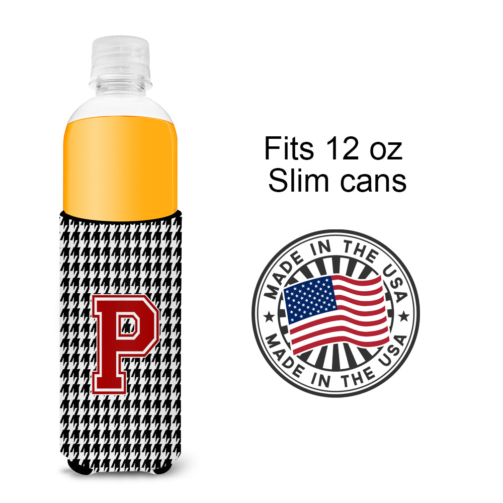 Monogram - Houndstooth  Letter P Ultra Beverage Insulators for slim cans CJ1021-PMUK.
