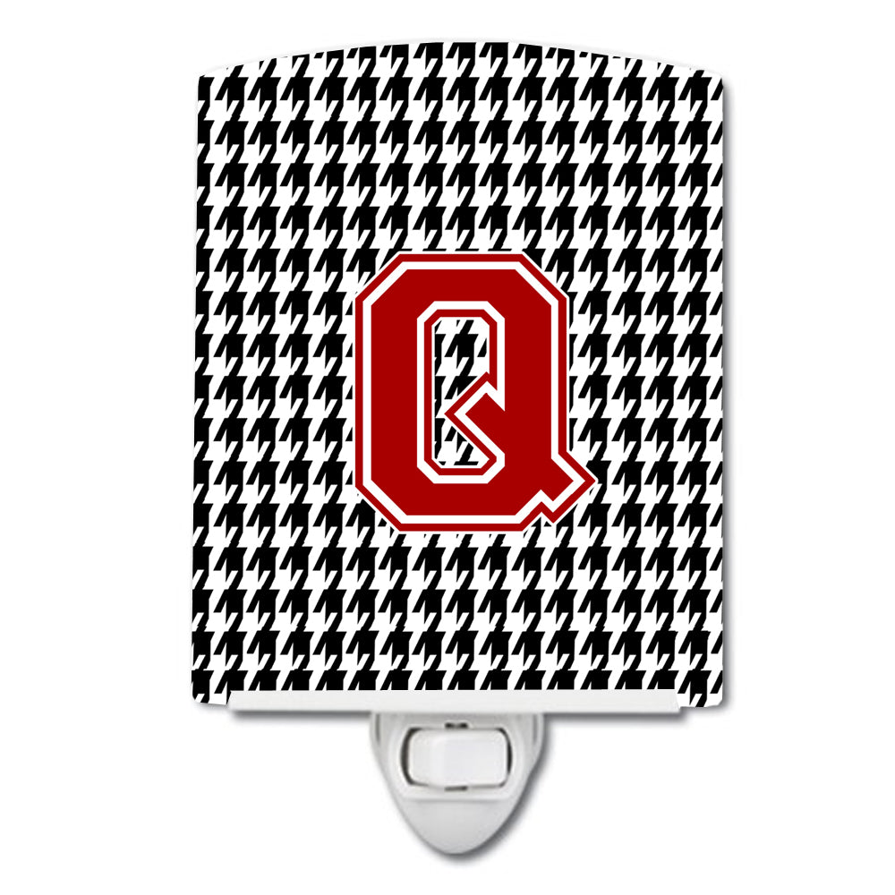 Letter Q Monogram - Houndstooth Black Ceramic Night Light CJ1021-QCNL - the-store.com