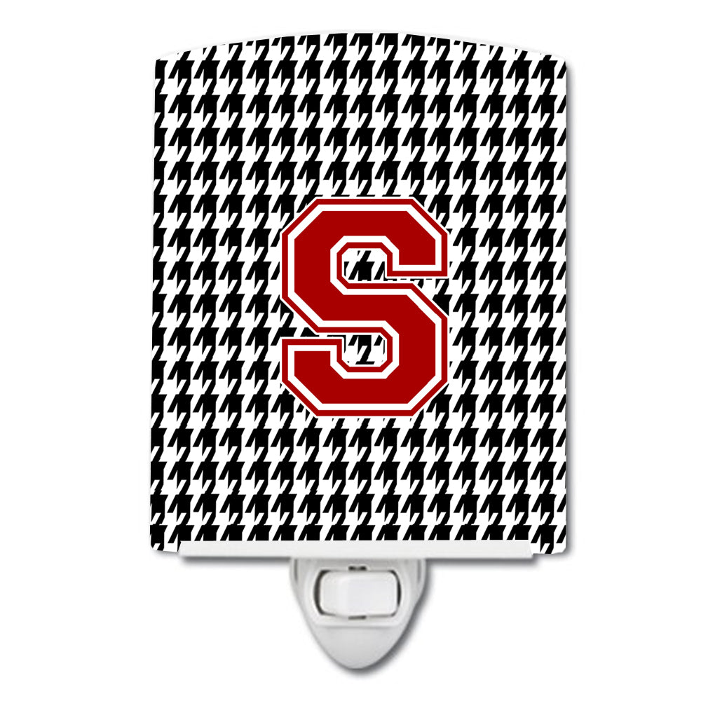 Letter S Monogram - Houndstooth Black Ceramic Night Light CJ1021-SCNL - the-store.com