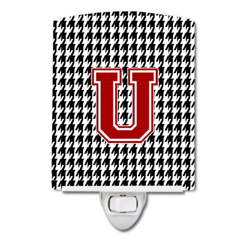 Letter U Monogram - Houndstooth Black Ceramic Night Light CJ1021-UCNL - the-store.com