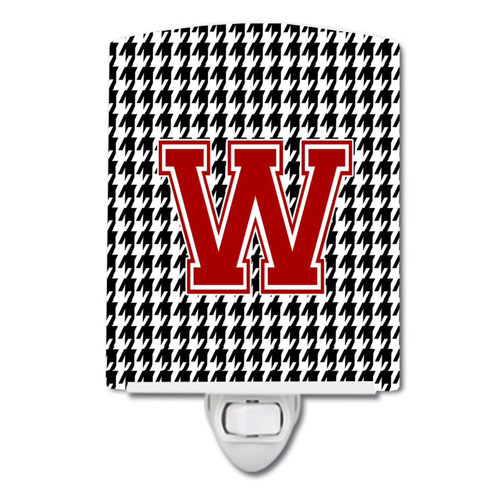 Letter W Monogram - Houndstooth Black Ceramic Night Light CJ1021-WCNL - the-store.com