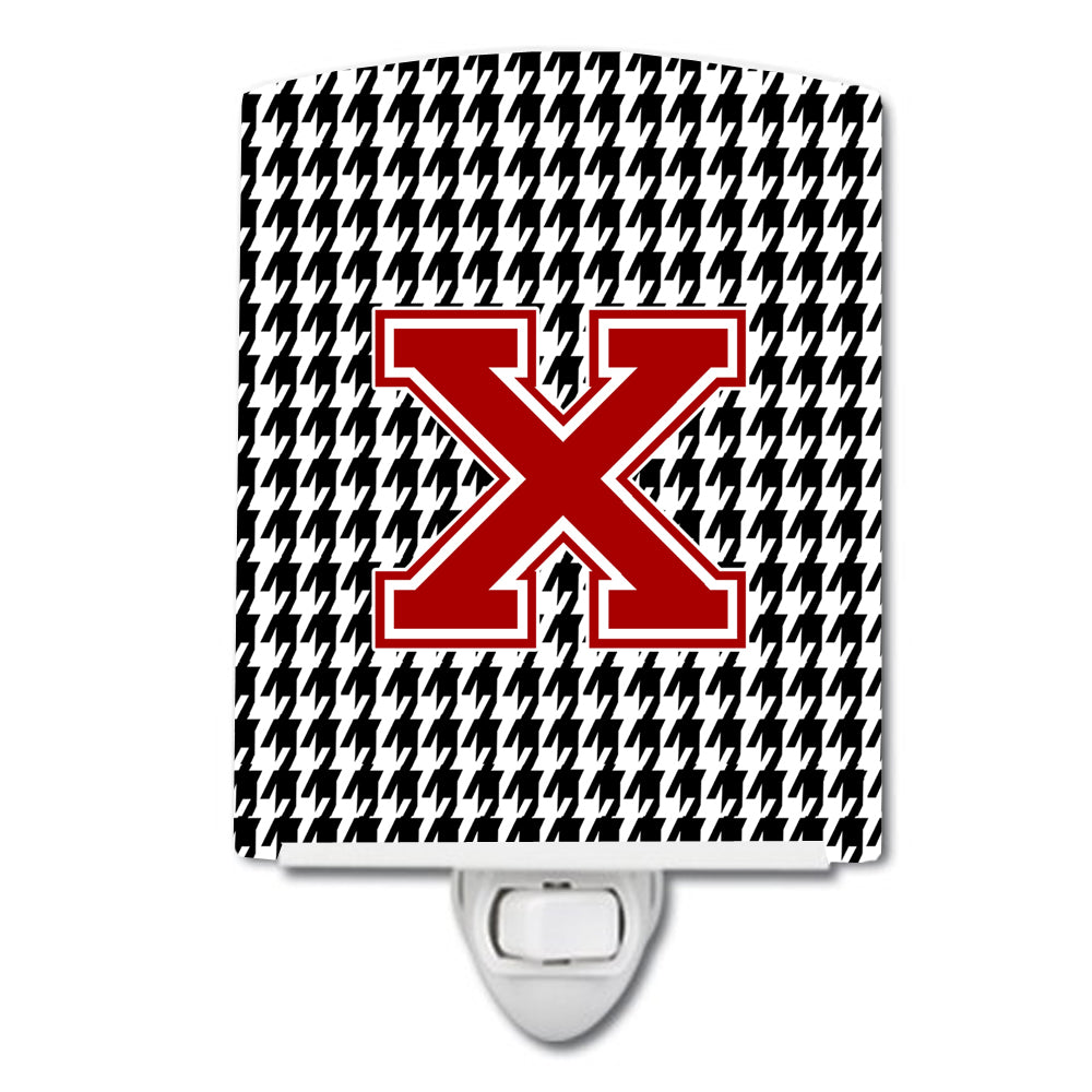 Letter X Monogram - Houndstooth Black Ceramic Night Light CJ1021-XCNL - the-store.com