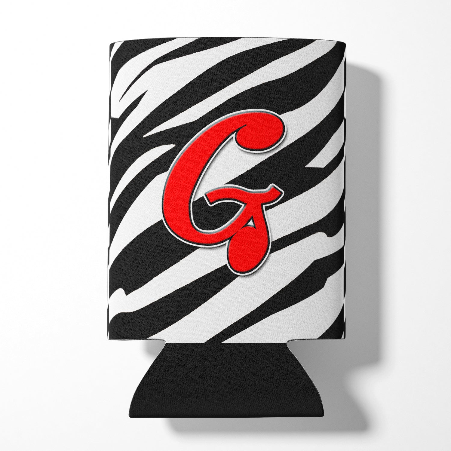 Letter G Initial Monogram - Zebra Red Can or Bottle Beverage Insulator Hugger.