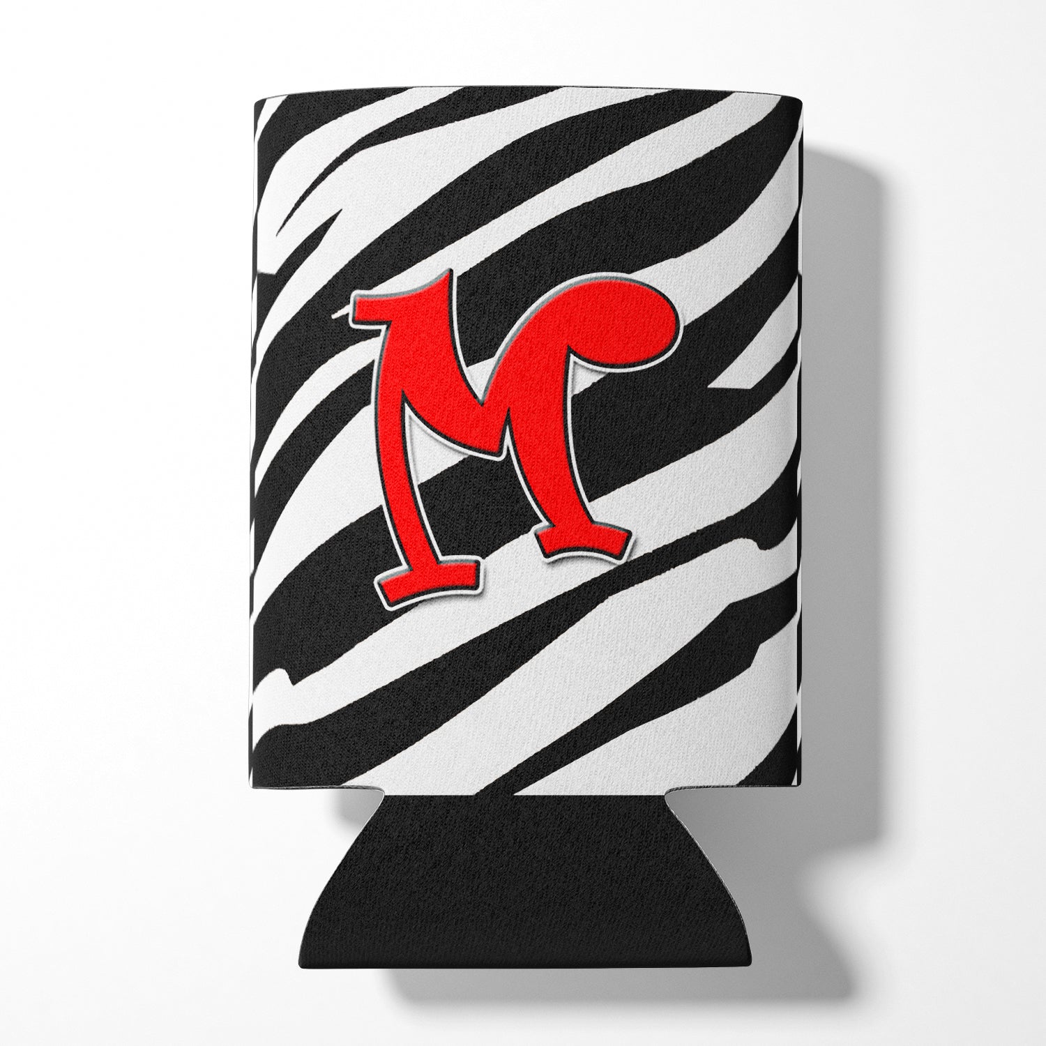 Letter M Initial Monogram - Zebra Red Can or Bottle Beverage Insulator Hugger.