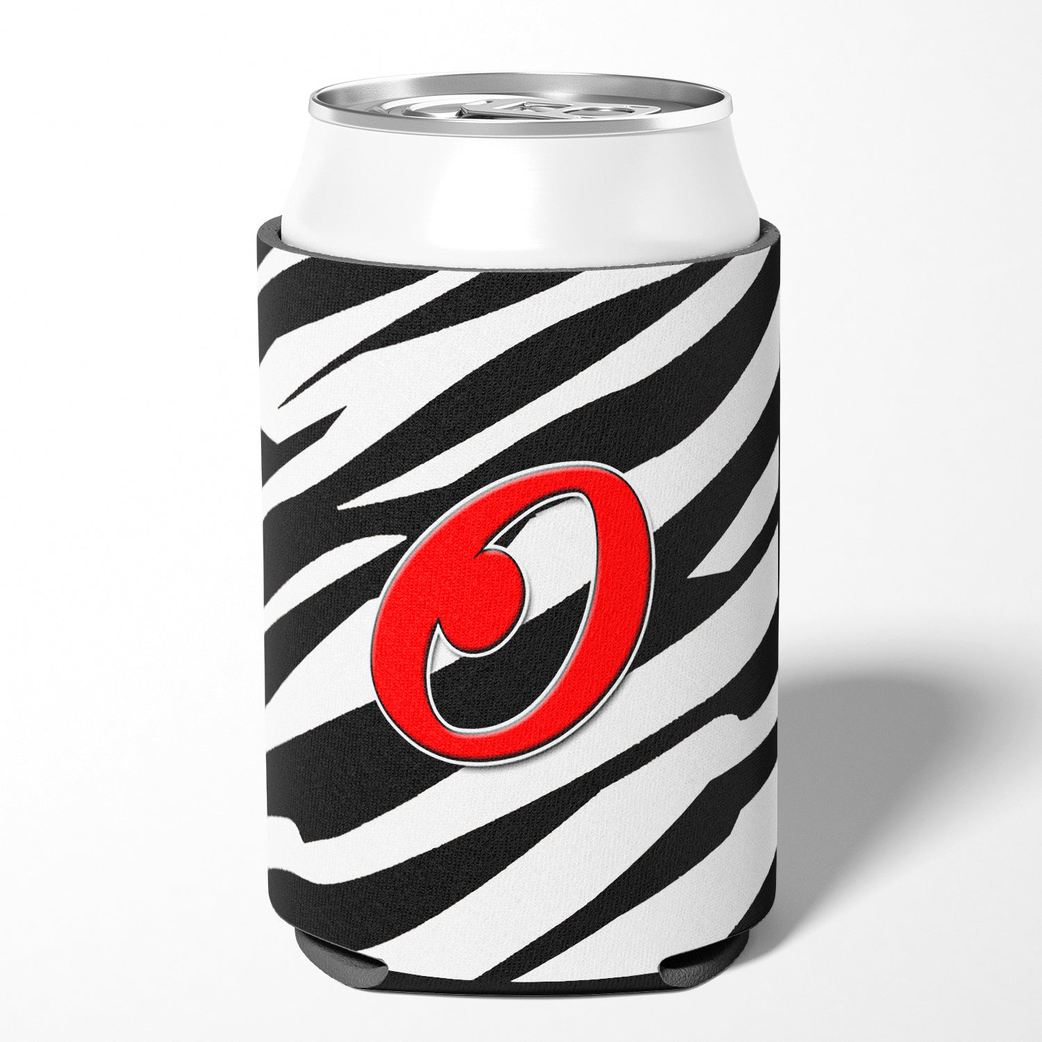 Letter O Initial Monogram - Zebra Red Can or Bottle Beverage Insulator Hugger.