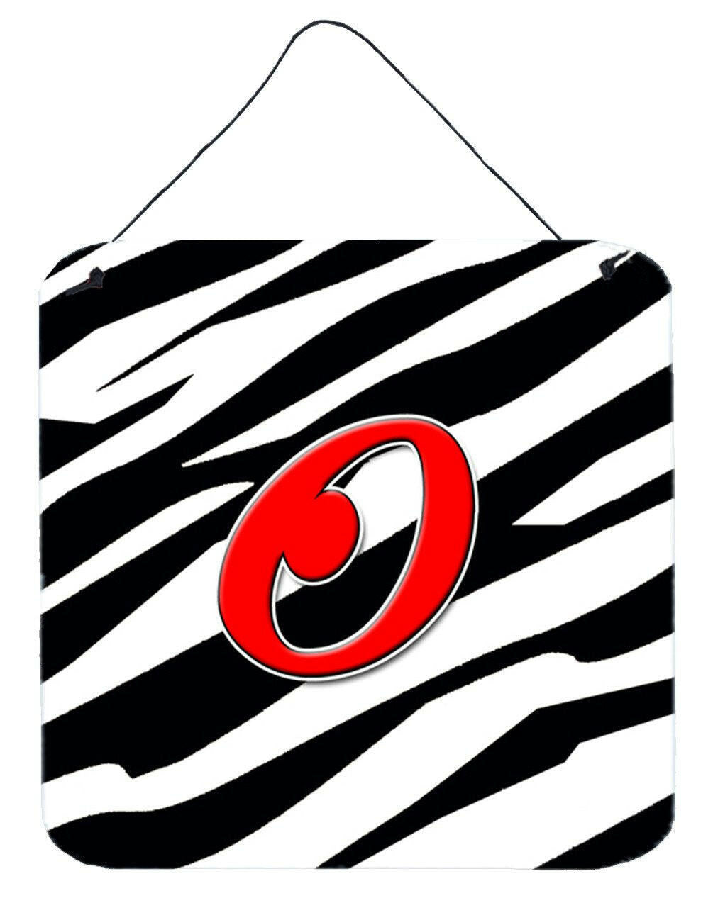 Letter O Initial Monogram - Zebra Red Wall or Door Hanging Prints by Caroline&#39;s Treasures