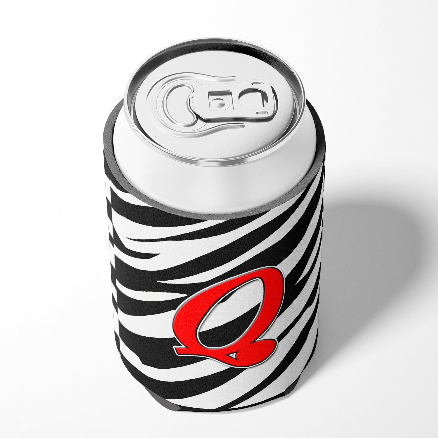 Letter Q Initial Monogram - Zebra Red Can or Bottle Beverage Insulator Hugger.